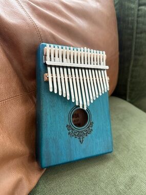 Teal Wooden Kalimba Thumb Piano with Metal Tines